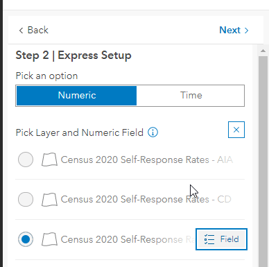 Layer and Field selector in the Slider app Layer and Field selector in the Slider app
