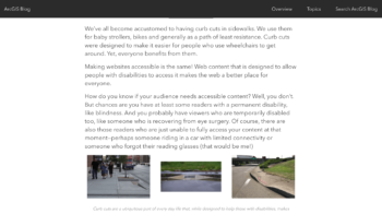 A screengrab of running text and three horizontal inline photos from the blog post Writing accessible ArcGIS StoryMaps content A screengrab of running text and three horizontal inline photos from the blog post Writing accessible ArcGIS StoryMaps content